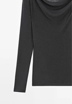 Massimo Dutti WITH DRAPED NECKLINE - Long Sleeved Top - Dark Grey -Massimo Dutti Shop c5444fcabc3c483592ab1e9600fae929