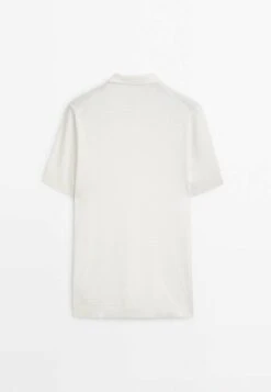 Massimo Dutti Textured Short Sleeve - Polo Shirt - White -Massimo Dutti Shop c59cfdc049054a748c99a2d74764d85f