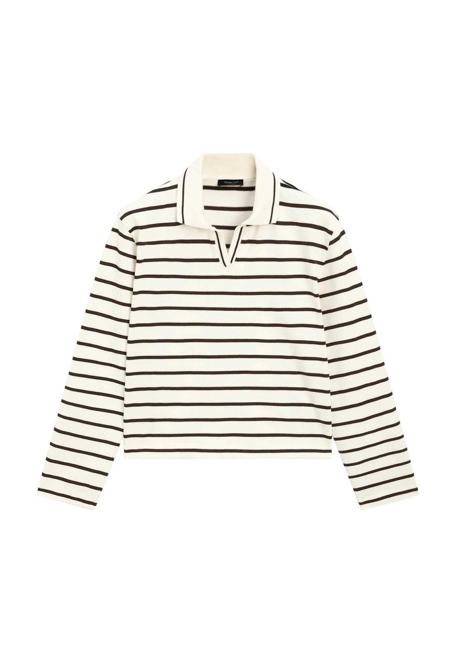 Massimo Dutti LONG SLEEVED STRIPED - Polo Shirt - Beige 7 Massimo Dutti LONG SLEEVED STRIPED - Polo Shirt - Beige - Image 5