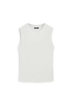 Massimo Dutti V-NECK WITH RIBBED TRIMS - Basic T-shirt - White -Massimo Dutti Shop c5c6467ae4614333aba1af3d06780482