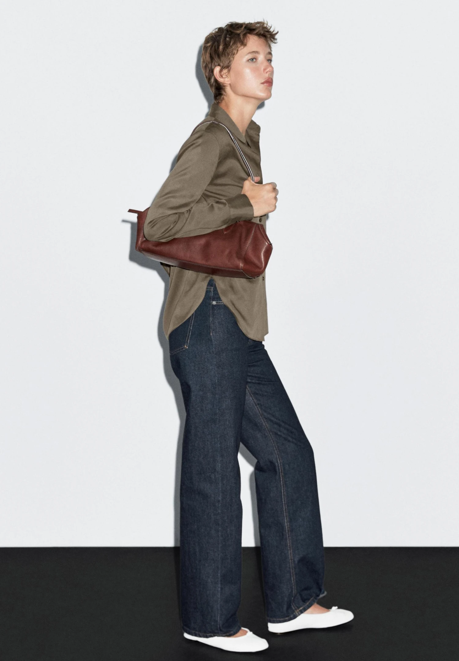 Massimo Dutti FLOWING LONG SLEEVE - Button-down Blouse - Khaki 7 Massimo Dutti FLOWING LONG SLEEVE - Button-down Blouse - Khaki - Image 5