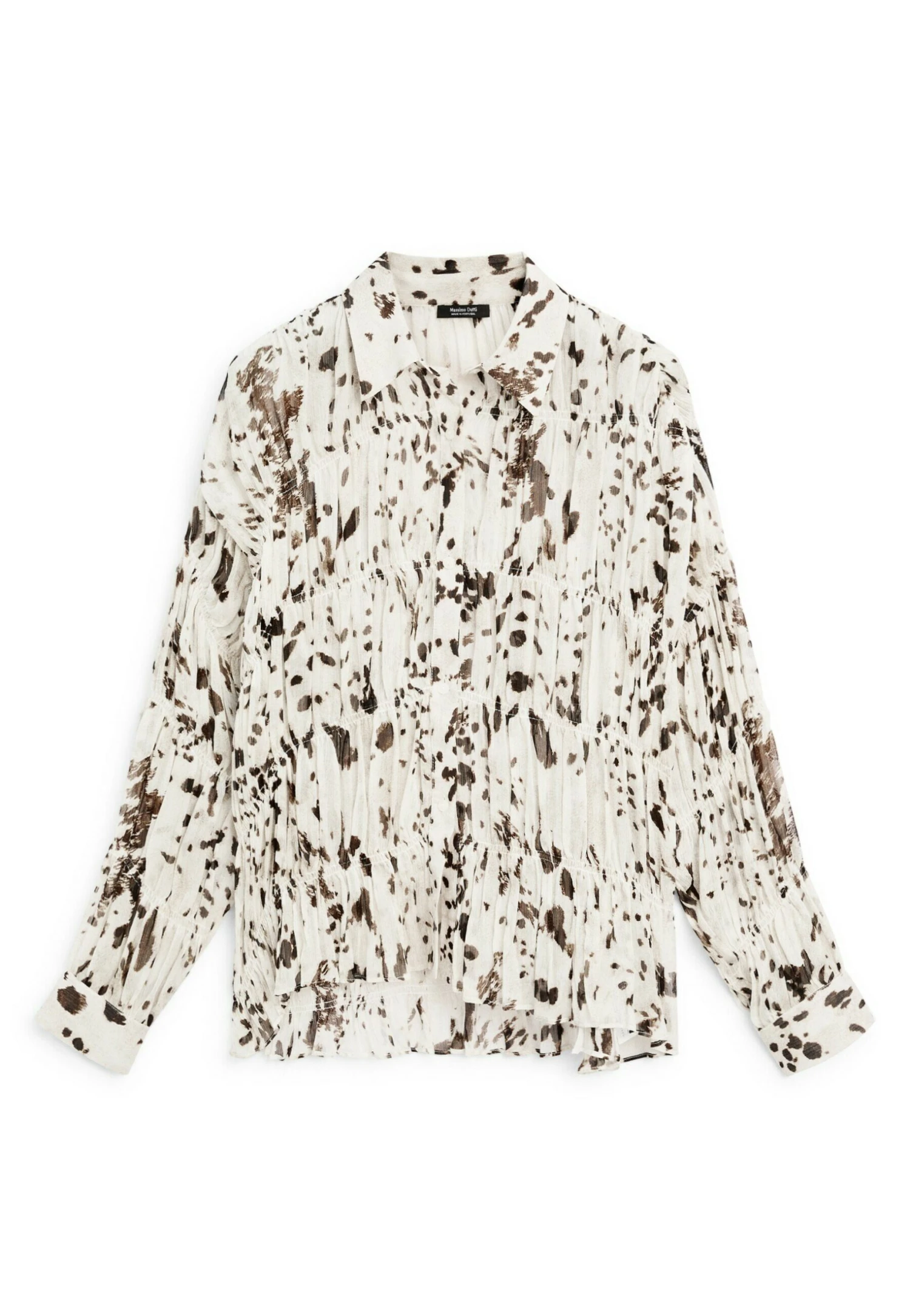 Massimo Dutti ANIMAL PRINT GARMENT WITH GATHERED DETAIL - Button-down Blouse - Beige 7 Massimo Dutti ANIMAL PRINT GARMENT WITH GATHERED DETAIL - Button-down Blouse - Beige - Image 5