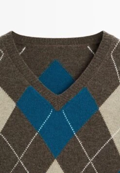 Massimo Dutti ARGYLE V-NECK - Jumper - Dark Blue -Massimo Dutti Shop c64ab4bf39d74e41873e07f0b0879df3