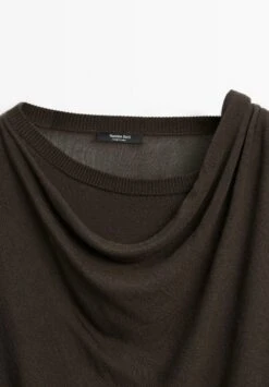 Massimo Dutti LONG SLEEVED WITH SCARF DETAIL - Jumper - Dark Brown -Massimo Dutti Shop c65ddc03ca4e4497aa0aebfa01ed9403