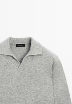 Massimo Dutti V-NECK - Long Sleeved Top - Light Grey -Massimo Dutti Shop c67675404832466c9c433de8cb067553