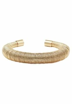 Massimo Dutti Plated Textured Spiral Cuff - Bracelet - Gold Coloured
