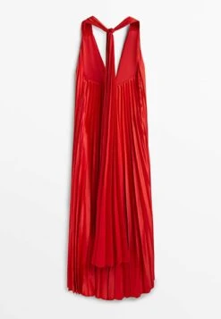 Massimo Dutti Studio-Pleated - Maxi Dress - Red -Massimo Dutti Shop c6ac6d817df74e99b94f6c0eb8866328