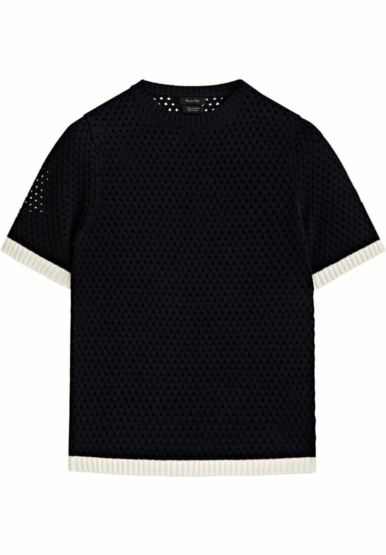 Massimo Dutti Contrast Short Sleeve Open - Jumper - Blue Denim 6 Massimo Dutti Contrast Short Sleeve Open - Jumper - Blue Denim - Image 4