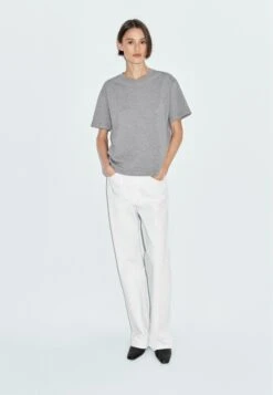 Massimo Dutti CREW NECK WITH SHORT SLEEVES - Basic T-shirt - Grey