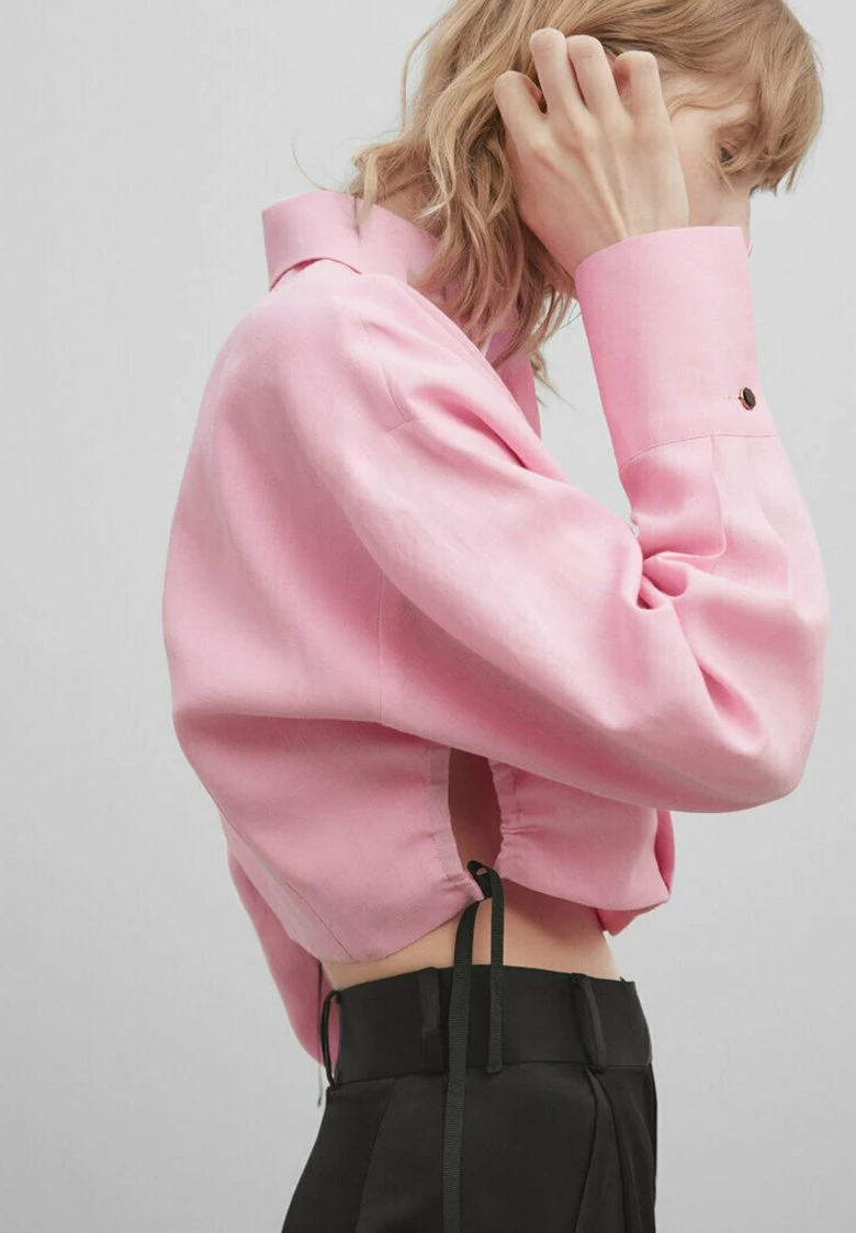 Massimo Dutti Studio Cropped- Button-Down Blouse - Pink 4 Massimo Dutti Studio Cropped- Button-Down Blouse - Pink - Image 2