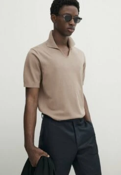 Massimo Dutti Milano Short Sleeve- Polo Shirt - Brown