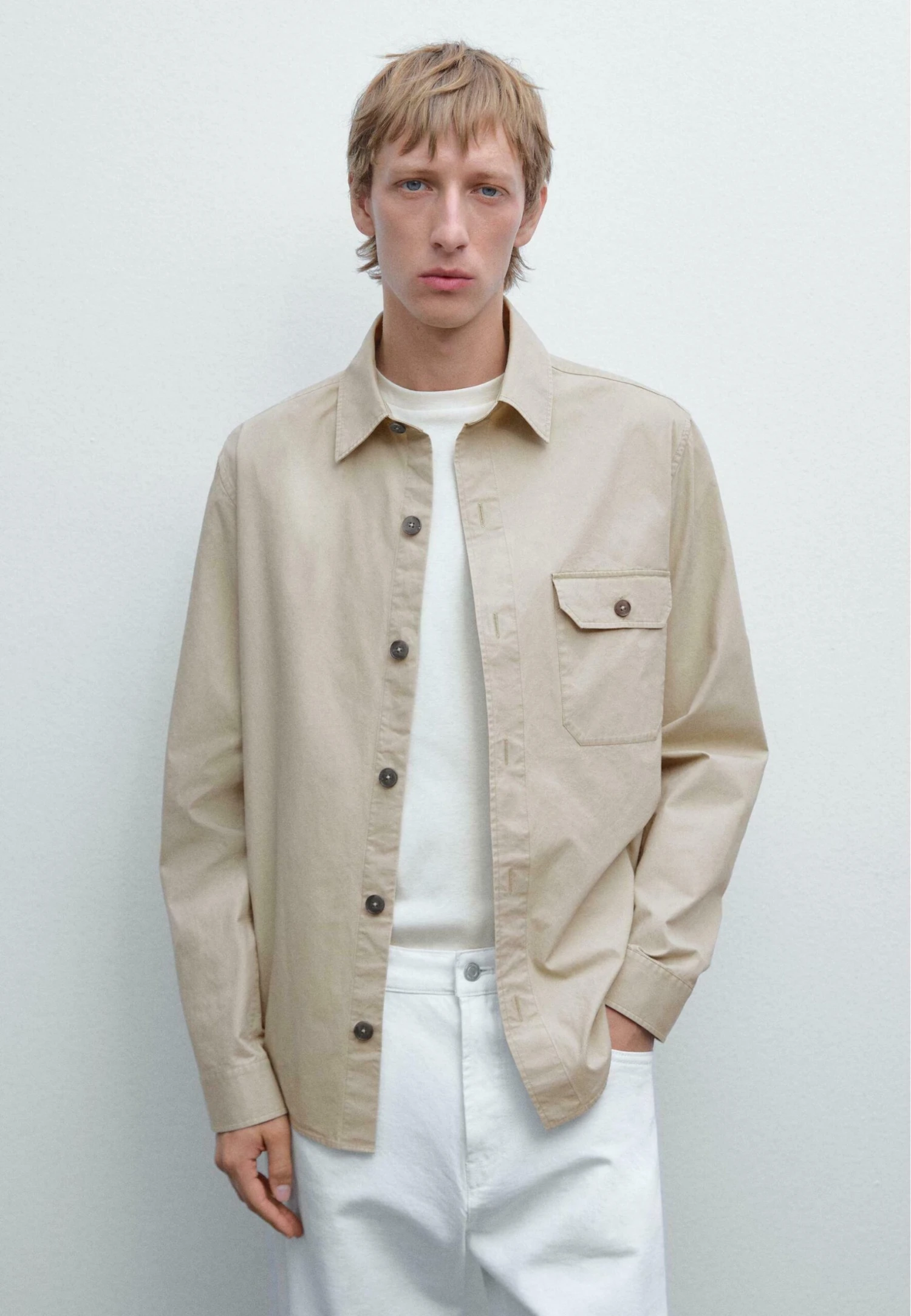 Massimo Dutti OVERGARMENT WITH POCKET - Shirt - Beige 3 Massimo Dutti OVERGARMENT WITH POCKET - Shirt - Beige