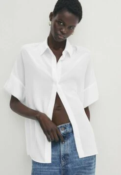 Massimo Dutti Flowing - Button-Down Blouse - White