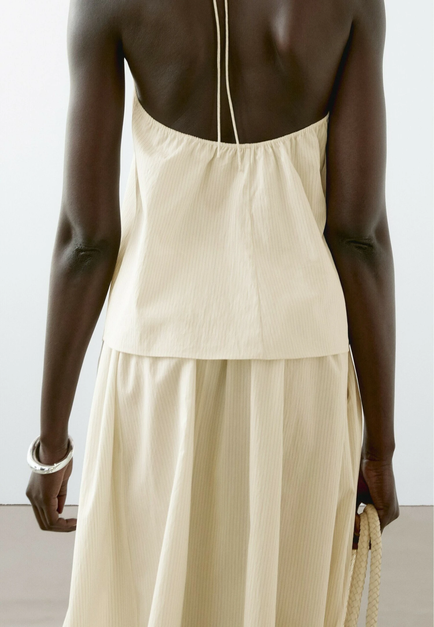 Massimo Dutti STRIPED HALTER NECK - Top - Beige 5 Massimo Dutti STRIPED HALTER NECK - Top - Beige - Image 3