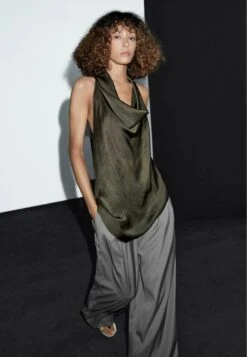 Massimo Dutti DRAPED HALTER TOP - Top - Mottled Dark Green -Massimo Dutti Shop c787ffb1dd0344bfa8c43a3e22a9549a