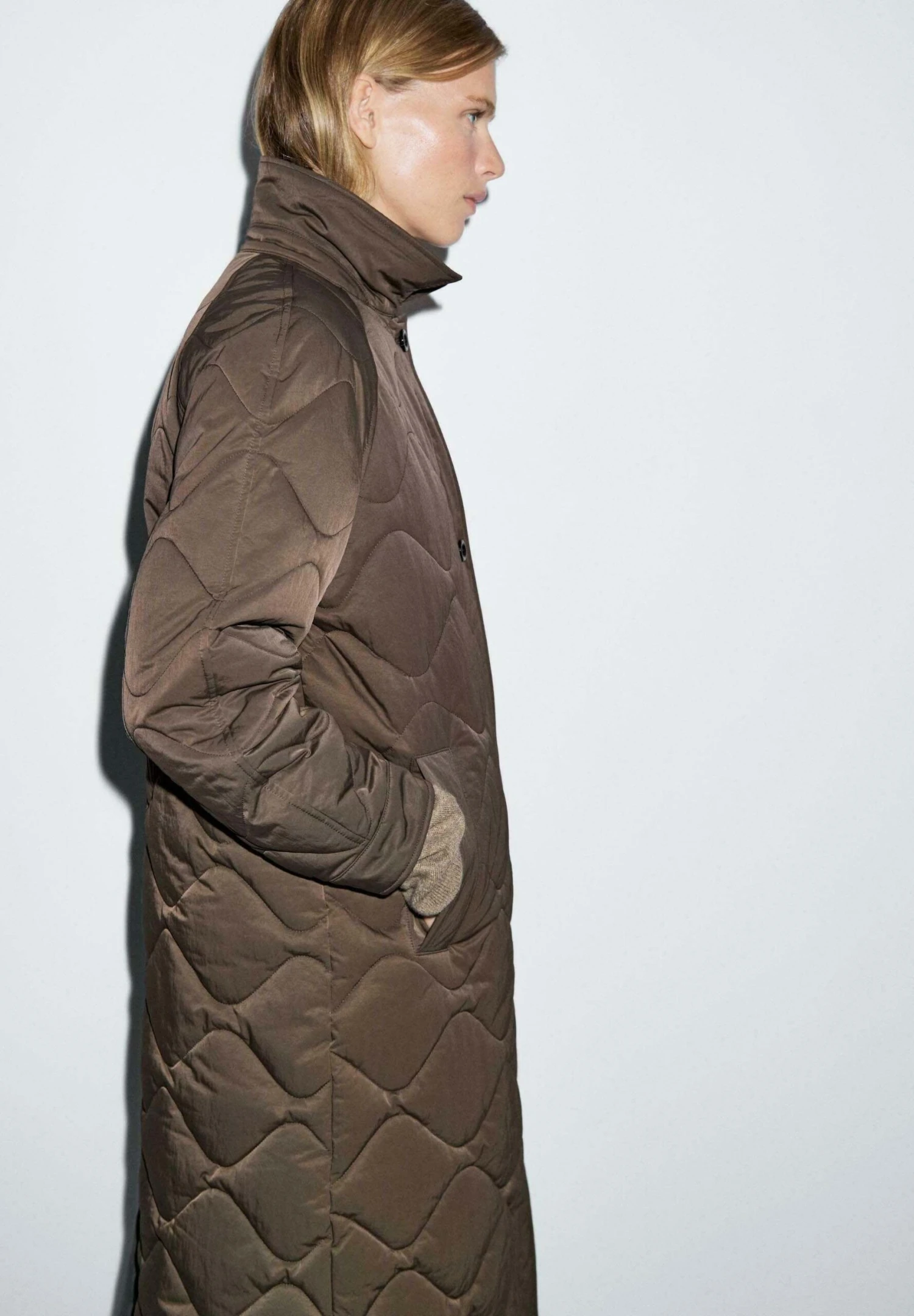 Massimo Dutti LONG WATER-REPELLENT PUFFER - Winter Coat - Khaki 6 Massimo Dutti LONG WATER-REPELLENT PUFFER - Winter Coat - Khaki - Image 4