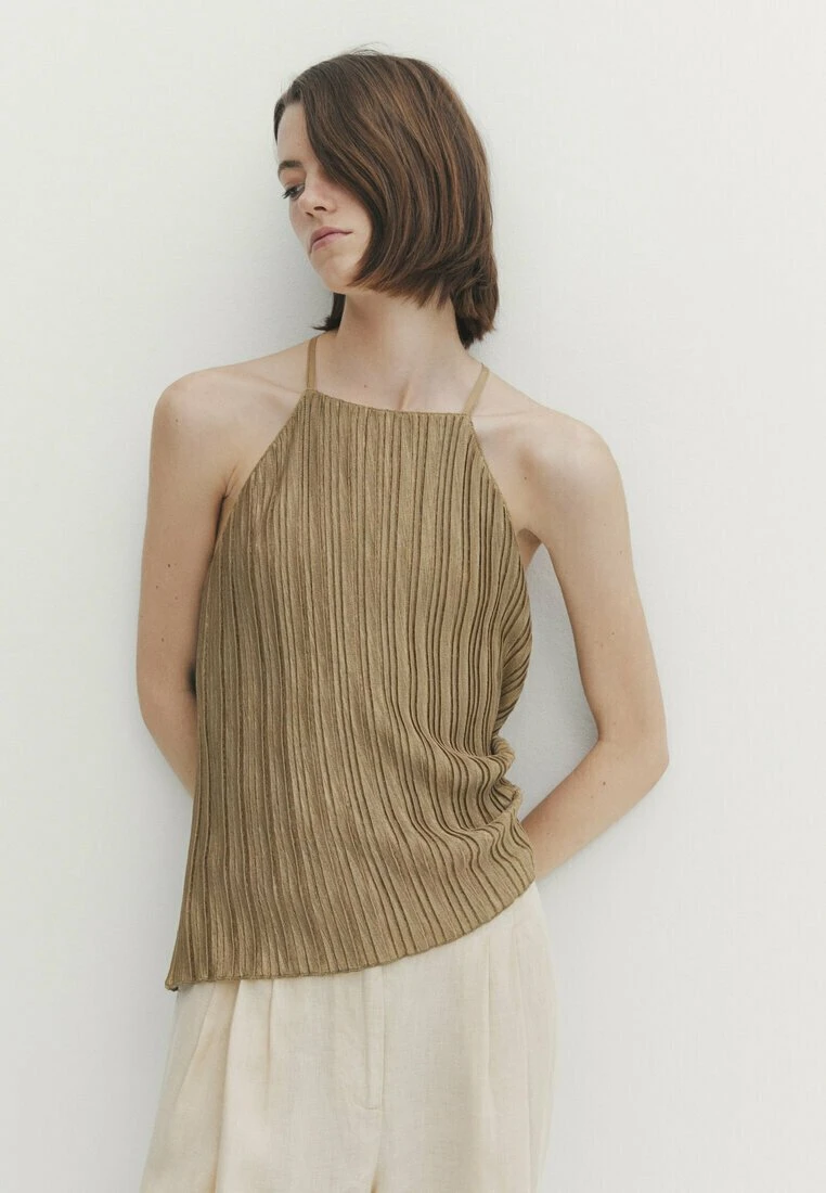 Massimo Dutti Pleated Strappy- Top - Brown 3 Massimo Dutti Pleated Strappy- Top - Brown