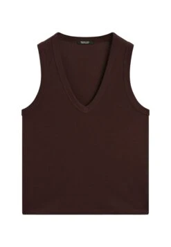 Massimo Dutti V-NECK SLEEVELESS - Basic T-shirt - Brown -Massimo Dutti Shop c7dd5983501e4c21af4e82a93e8b6765 1