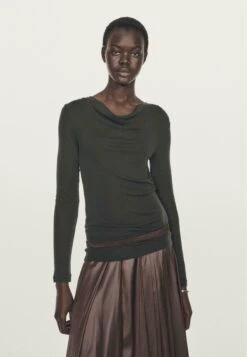 Massimo Dutti WITH DRAPED NECKLINE - Long Sleeved Top - Dark Grey -Massimo Dutti Shop c7efaf229e764546a15af9ebda506948