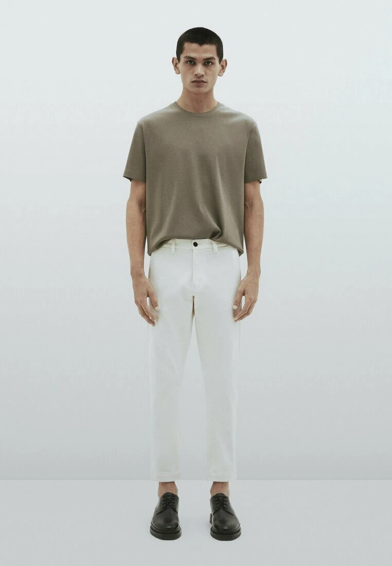 Massimo Dutti Studio -Short Sleeve - Basic T-Shirt - Khaki 4 Massimo Dutti Studio -Short Sleeve - Basic T-Shirt - Khaki - Image 2