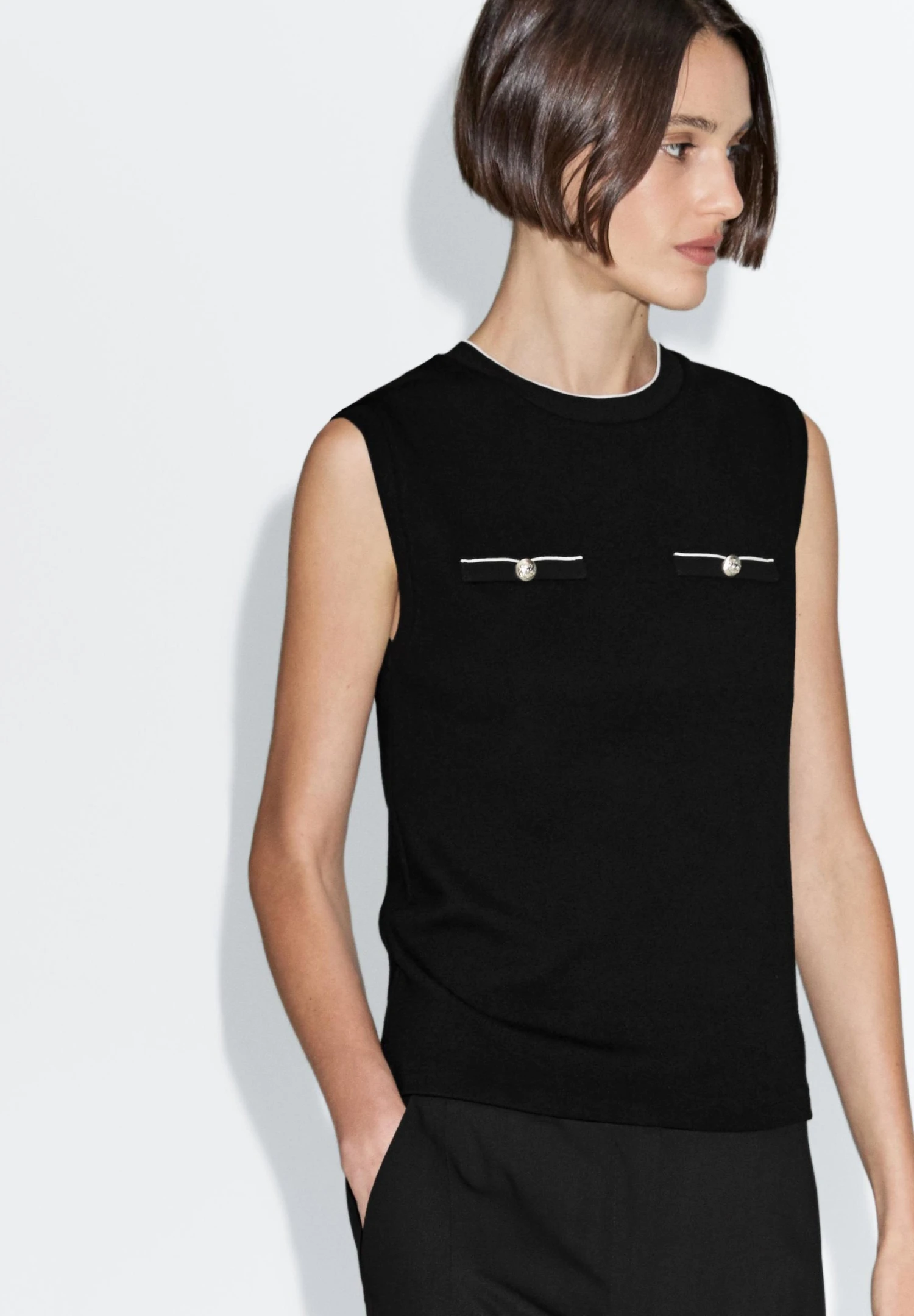 Massimo Dutti SLEEVELESS WITH POCKET DETAILS - Top - Black 5 Massimo Dutti SLEEVELESS WITH POCKET DETAILS - Top - Black - Image 3