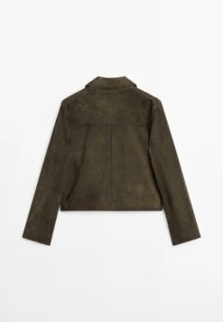 Massimo Dutti LINED BUTTONS - Leather Jacket - Mottled Dark Green -Massimo Dutti Shop c83f36f3f4f8479fadf66e0455bd613f