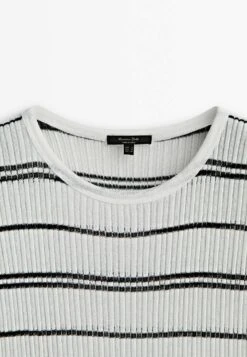Massimo Dutti Striped Open - Print T-Shirt - White -Massimo Dutti Shop c8af1386e66640f7b964e3a466230a05