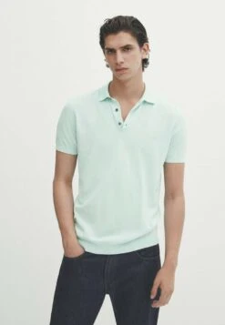 Massimo Dutti Short Sleeve - Polo Shirt - Turquoise
