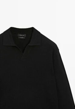Massimo Dutti V-NECK LONG SLEEVE - Polo Shirt - Black -Massimo Dutti Shop c8f62588bbeb43fd9bbeba252a6d0da0