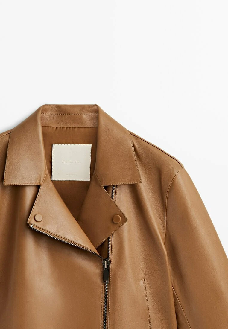 Massimo Dutti With Polished Edges - Leather Jacket - Brown 9 Massimo Dutti With Polished Edges - Leather Jacket - Brown - Image 7