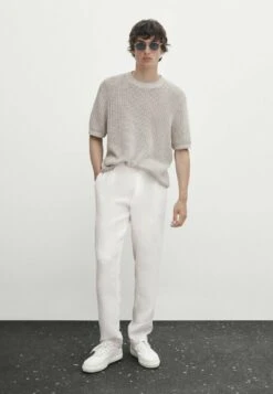 Massimo Dutti Crochet With Short Sleeves- Basic T-Shirt - Beige -Massimo Dutti Shop c91b4c87b34d4fdfa802a15239c0fb87