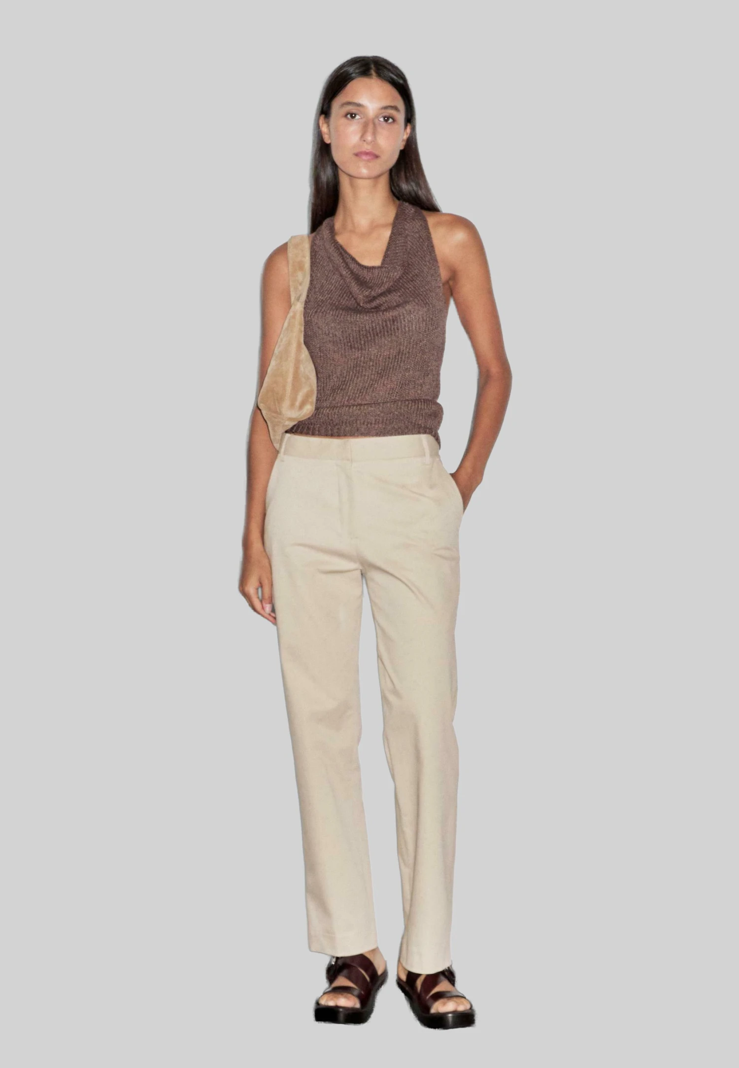 Massimo Dutti STRAIGHT-LEG - Trousers - BEIGE 3 Massimo Dutti STRAIGHT-LEG - Trousers - BEIGE