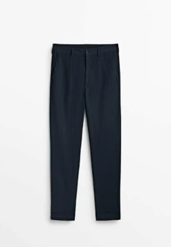 Massimo Dutti False Plain Dyed- Chinos - Dark Blue -Massimo Dutti Shop c9728dc0b5b345f6a1b44ef2925536fb