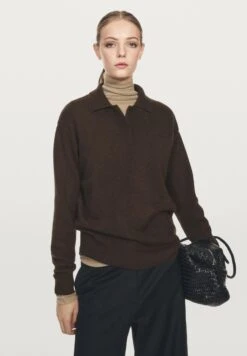 Massimo Dutti SWEATER WITH POCKET DETAIL - Jumper - Mottled Dark Brown