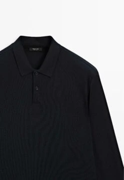 Massimo Dutti LONG SLEEVE MERCERISED PIQUÉ POLO NECK - Long Sleeved Top - Dark Blue -Massimo Dutti Shop c9f2b7792f83471bac3221b4c996c155
