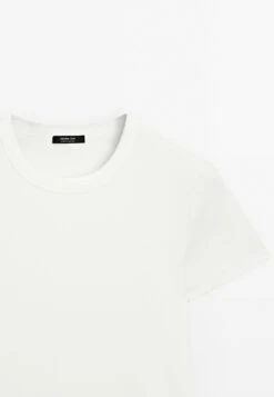 Massimo Dutti RIBBED HEAVY WEIGHT SHORT SLEEVE - Basic T-shirt - White -Massimo Dutti Shop ca156ec3ef6649ef9d3491b267108500