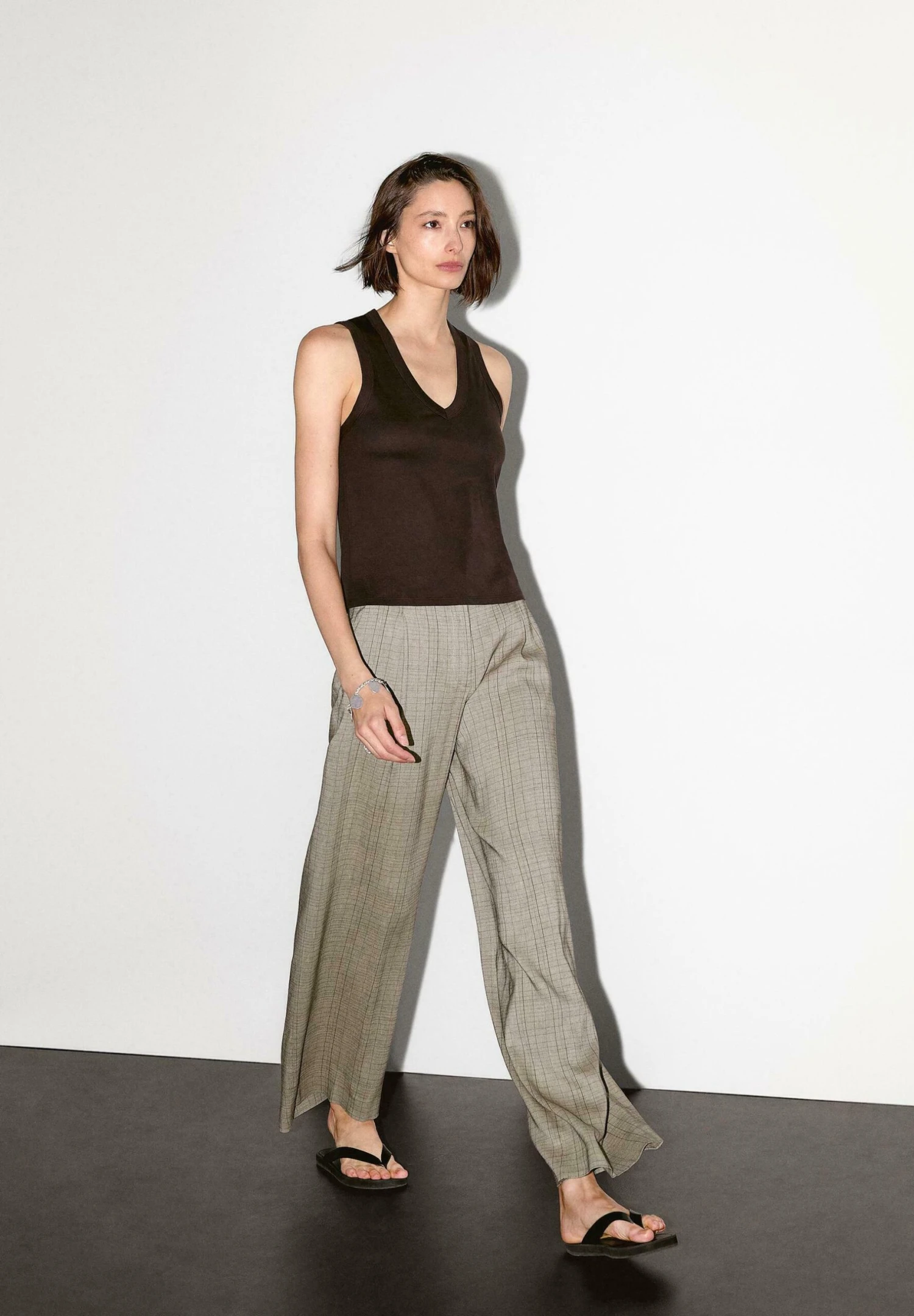 Massimo Dutti CHECK PRINT - Trousers - Beige 4 Massimo Dutti CHECK PRINT - Trousers - Beige - Image 2