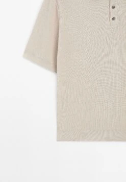 Massimo Dutti WIDE SHORT SLEEVE POLO COLLAR - Polo Shirt - Beige -Massimo Dutti Shop ca57f940878f4a3e96bb01878e7b77f6
