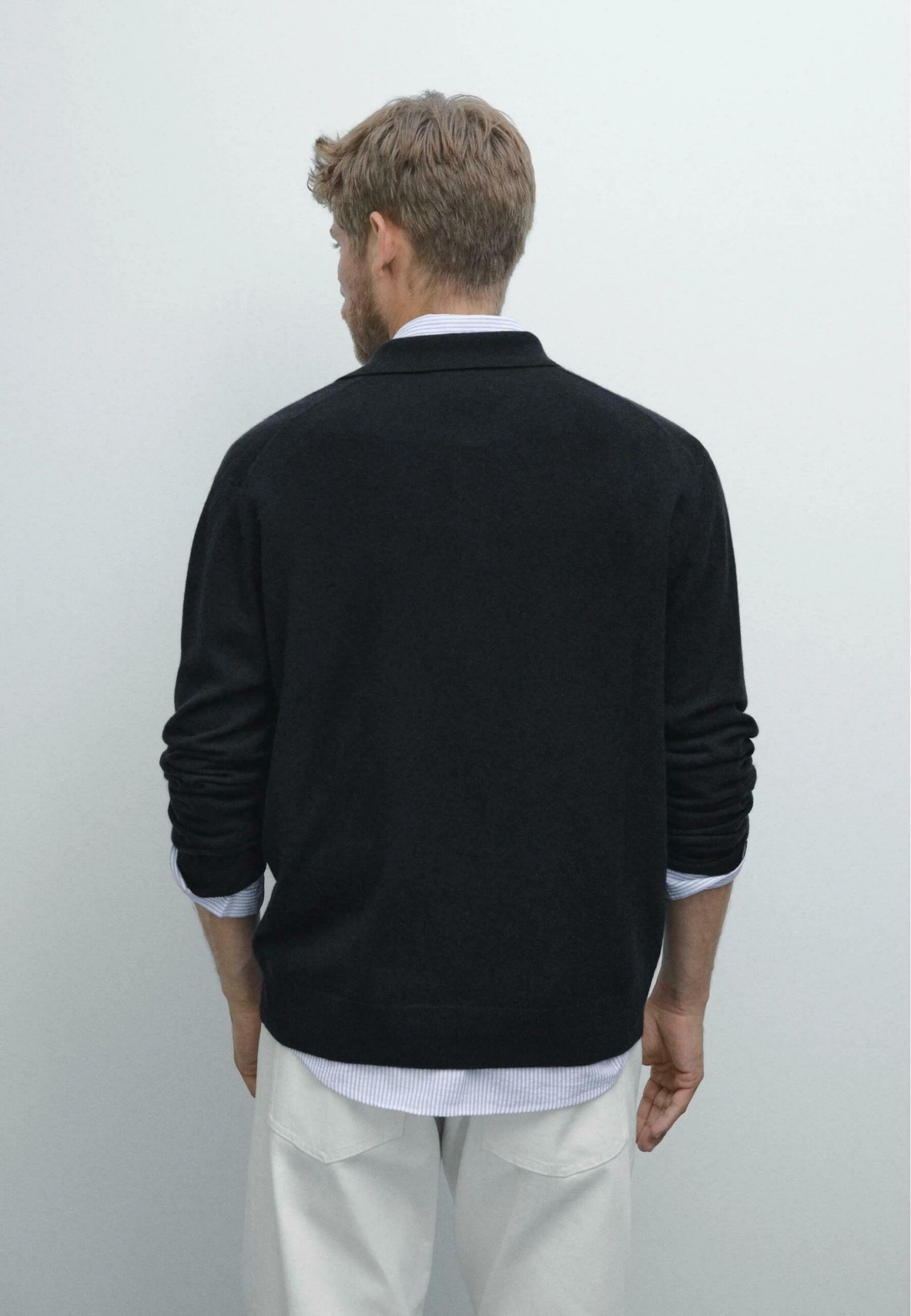 Massimo Dutti CASHMERE LONG SLEEVE POLO COLLAR - Long Sleeved Top - Dark Blue 4 Massimo Dutti CASHMERE LONG SLEEVE POLO COLLAR - Long Sleeved Top - Dark Blue - Image 2