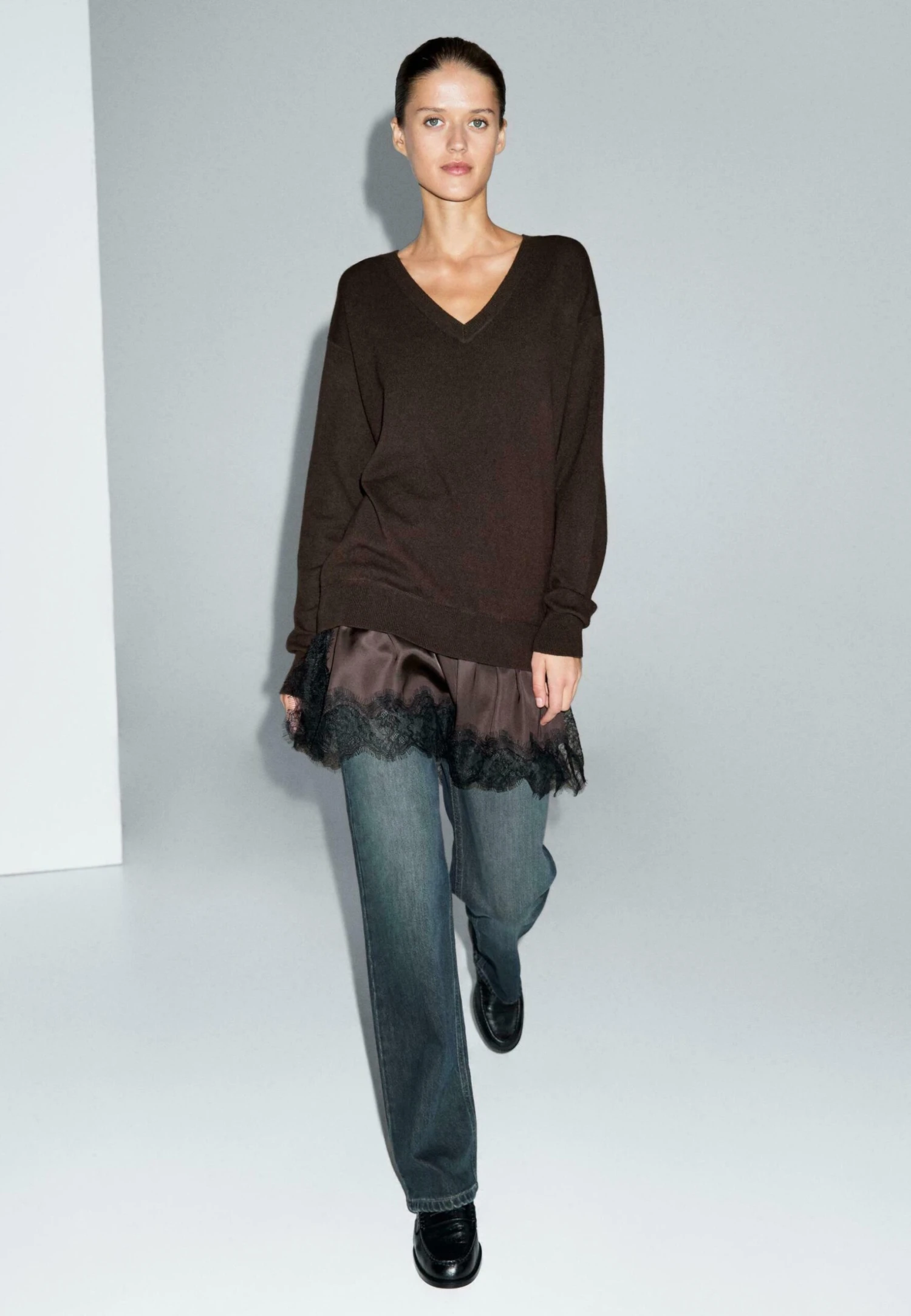 Massimo Dutti WITH CONTRAST - Jumper Dress - Dark Brown 6 Massimo Dutti WITH CONTRAST - Jumper Dress - Dark Brown - Image 4