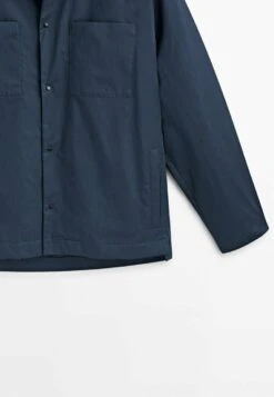 Massimo Dutti Studio With Snap Buttons - Summer Jacket - Metallic Blue -Massimo Dutti Shop cae93044045c48478775059e8f502736