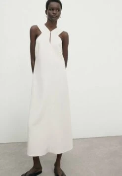 Massimo Dutti Halter Neck Midi - Day Dress - Beige