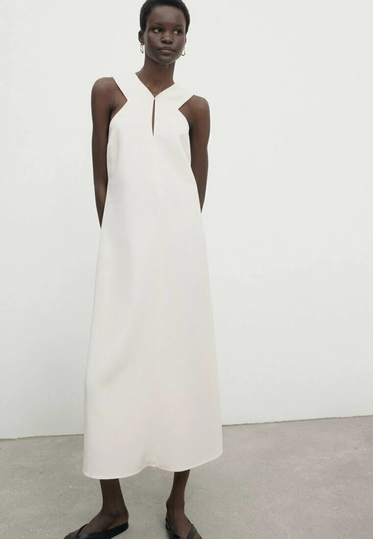 Massimo Dutti Halter Neck Midi - Day Dress - Beige 3 Massimo Dutti Halter Neck Midi - Day Dress - Beige