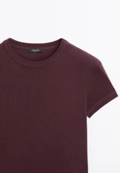 Massimo Dutti CREW NECK WITH SHORT SLEEVES - Basic T-shirt - Bordeaux -Massimo Dutti Shop cb196badcb4e4c668116d36ee5f69f3b