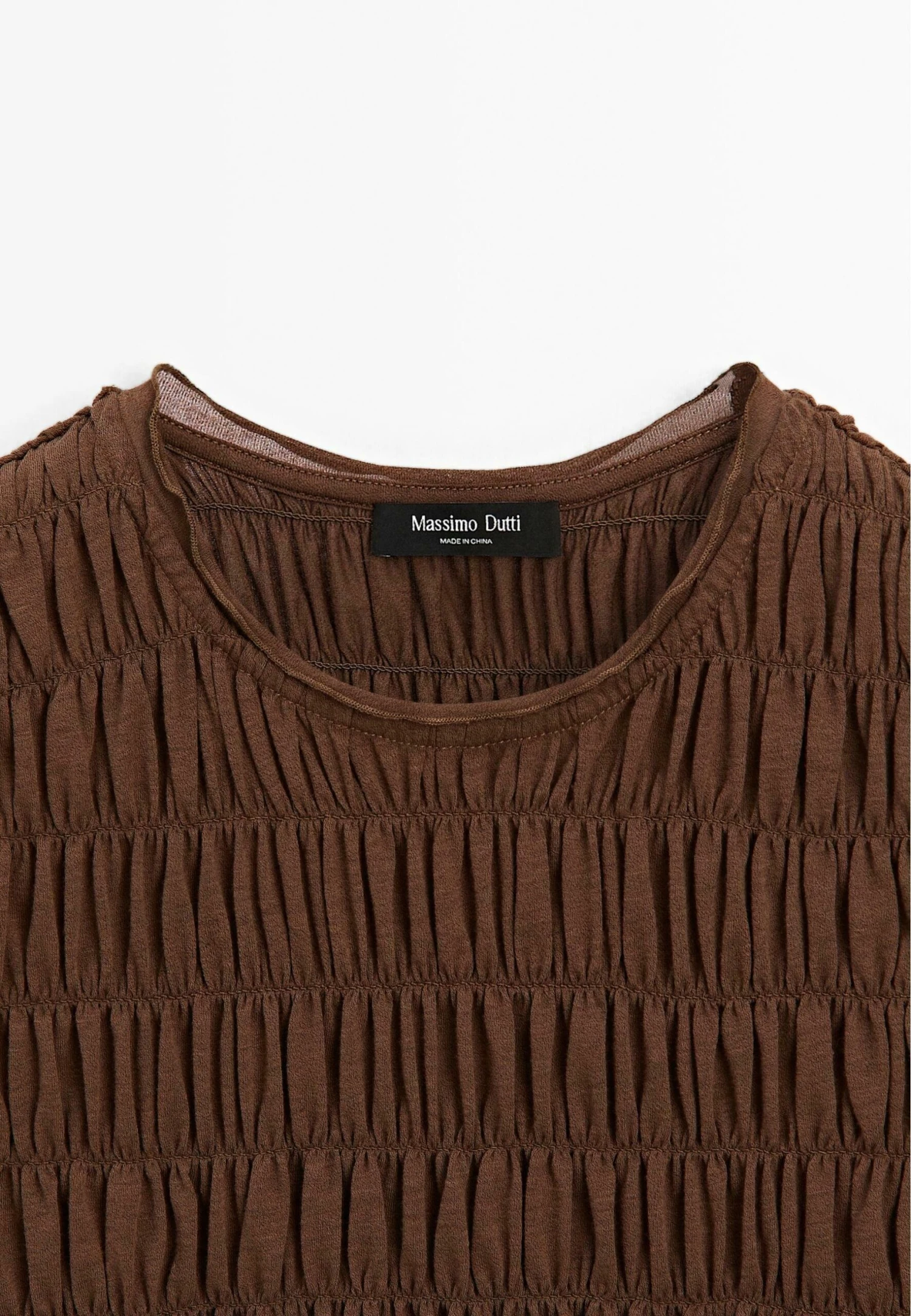 Massimo Dutti CREW NECK WITH GATHERED DETAIL - Top - Dark Brown 10 Massimo Dutti CREW NECK WITH GATHERED DETAIL - Top - Dark Brown - Image 8