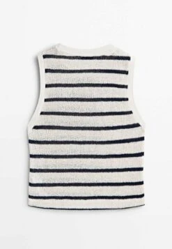 Massimo Dutti Textured Striped Crop - Top - Beige -Massimo Dutti Shop cb759107a07c4ea59ffab1c95e382b09