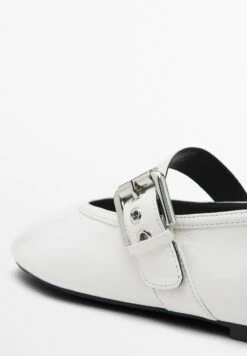 Massimo Dutti SOFT FLATS WITH BUCKLE - Ankle Strap Ballet Pumps - White -Massimo Dutti Shop cb9023722e29421fa158197d21c98f64
