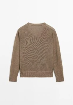 Massimo Dutti LONG SLEEVE V-NECK - Jumper - Mottled Brown -Massimo Dutti Shop cb9dd7061bd544b681ee83303324e83d