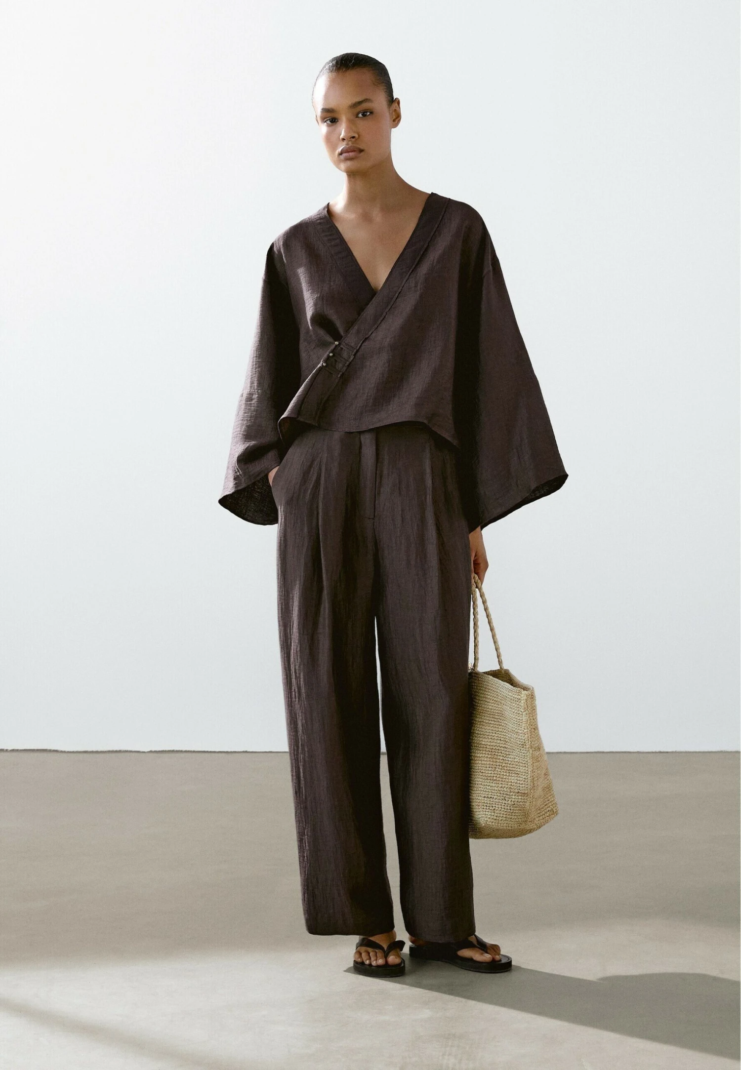 Massimo Dutti CROSSOVER KIMONO - Summer Jacket - Dark Purple 6 Massimo Dutti CROSSOVER KIMONO - Summer Jacket - Dark Purple - Image 4