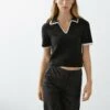 Massimo Dutti SHORT SLEEVE WITH POLO COLLAR - Polo Shirt - Black -Massimo Dutti Shop cbda6609bf53403dbb53e553bcd36d0f